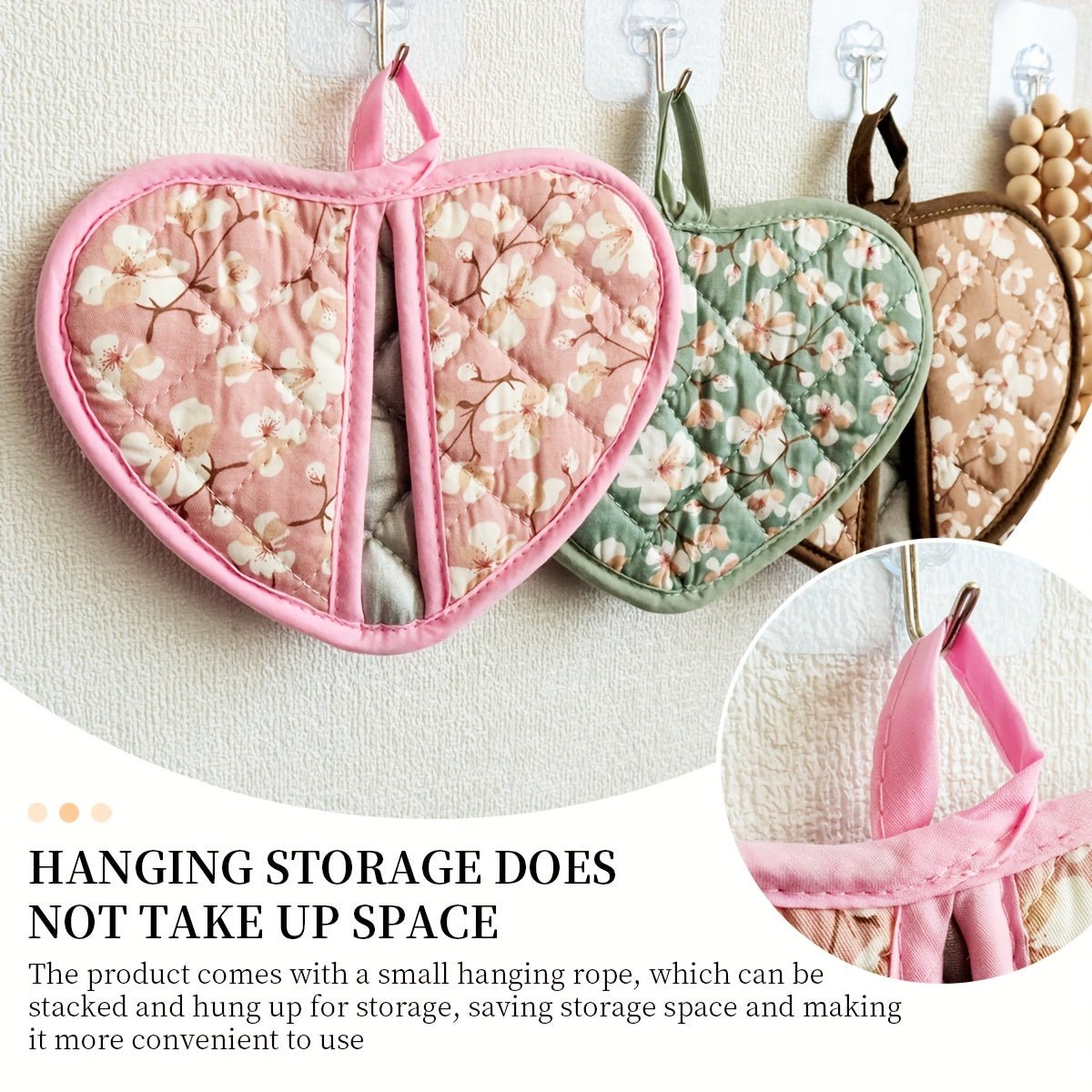 FloralHeart Vintage Potholders Set For Heat Resistance | compagnien