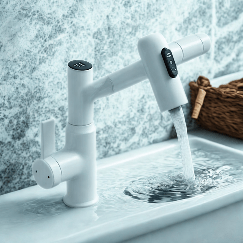 FlowAxis 360 Degree Swivel Kitchen Faucet With Temperature Display And Height Adjustment | compagnien