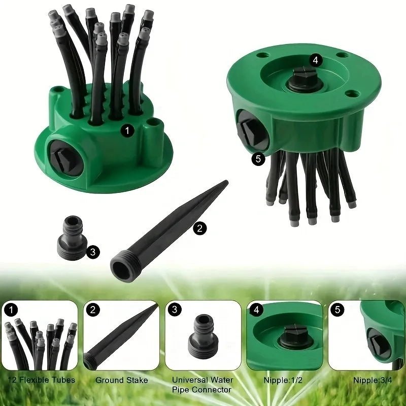 FlowRing automatisk sprinkler med flere hoveder giver 360 graders dækning til havevanding | compagnien