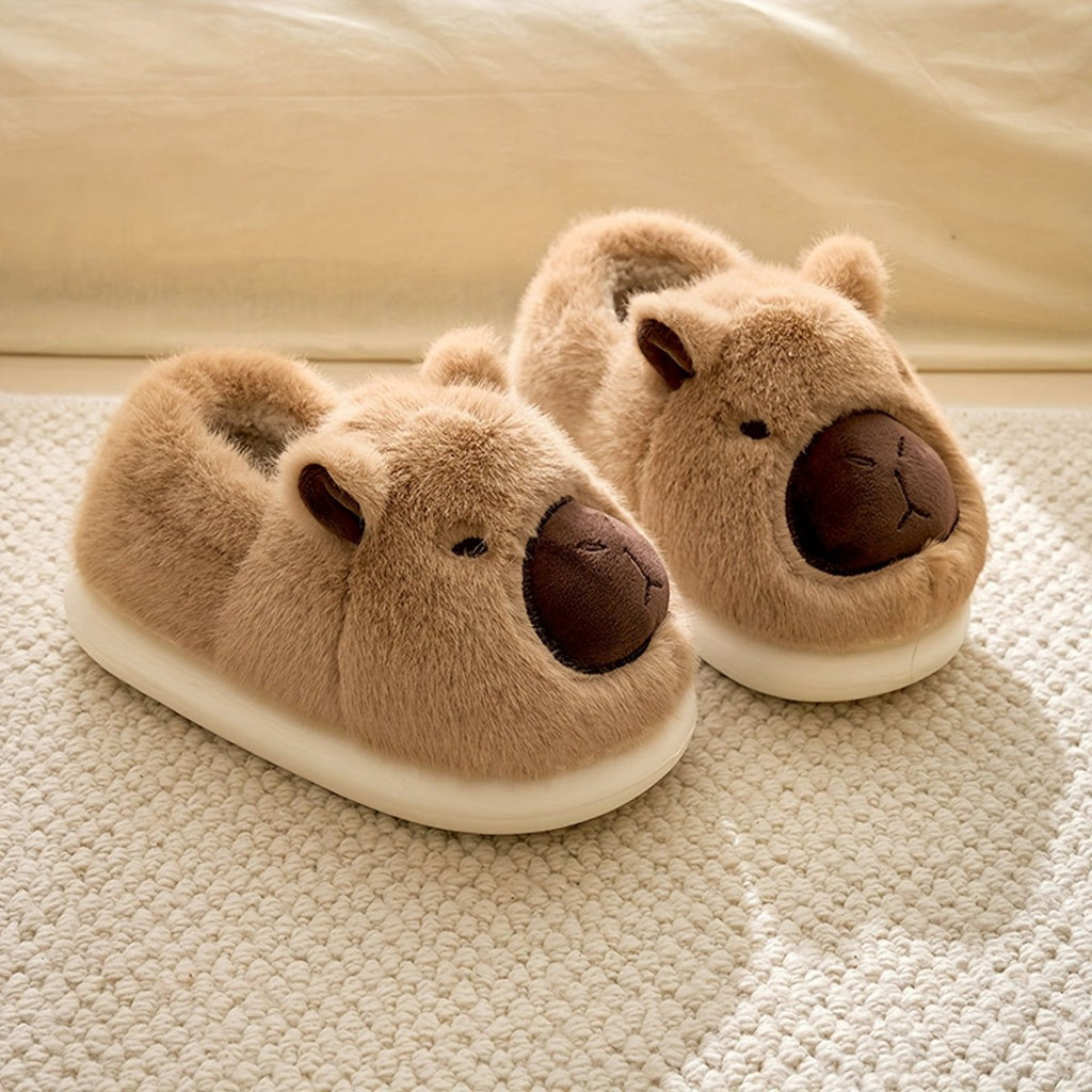 FLUFFBARA plüss kapibara papucs beltéri kényelemhez, csúszásmentes talppal