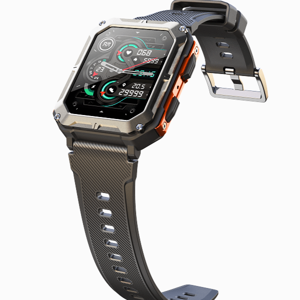 Aureon Steel Smartwatch-kompanjon Hållbar Hälsospårare i Rostfritt Stål