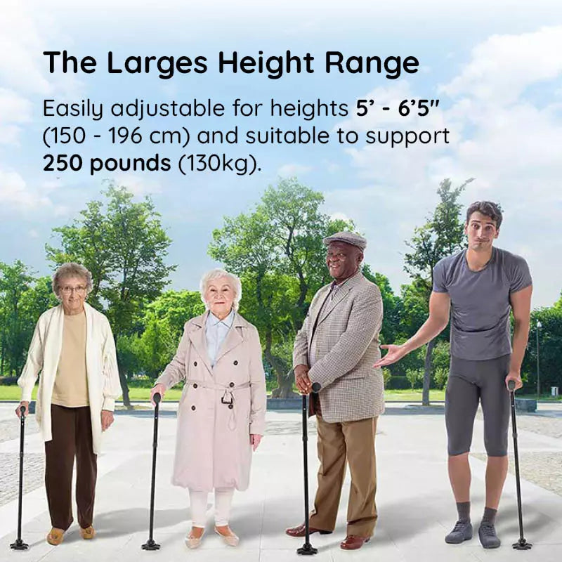 Foldable LED Walking Cane With Adjustable Height And Non Slip Base