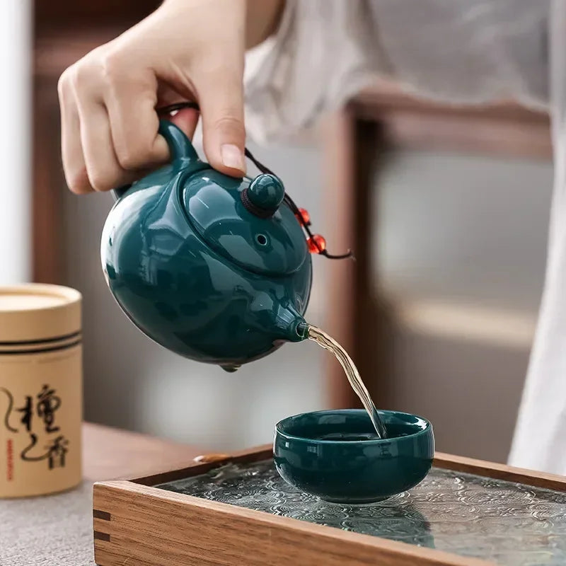 Elegant Teaset With Teapot Four Cups And Incense Holder