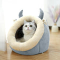 Cozy Soft Ears Cat Cave Bed Round For Snuggling And Hiding