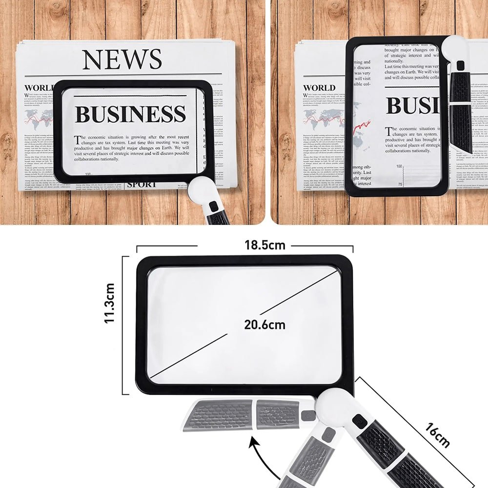 5x LED-forstørrelsesglas med dæmpbar lys til læsning og hobbyarbejde
