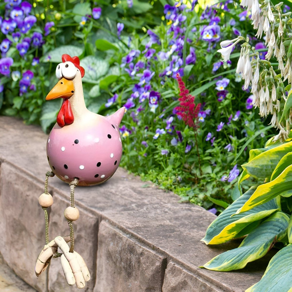 GARDENBLINK Resin Crafted Chicken Statue With Expressive Big Eyes For Garden Decor