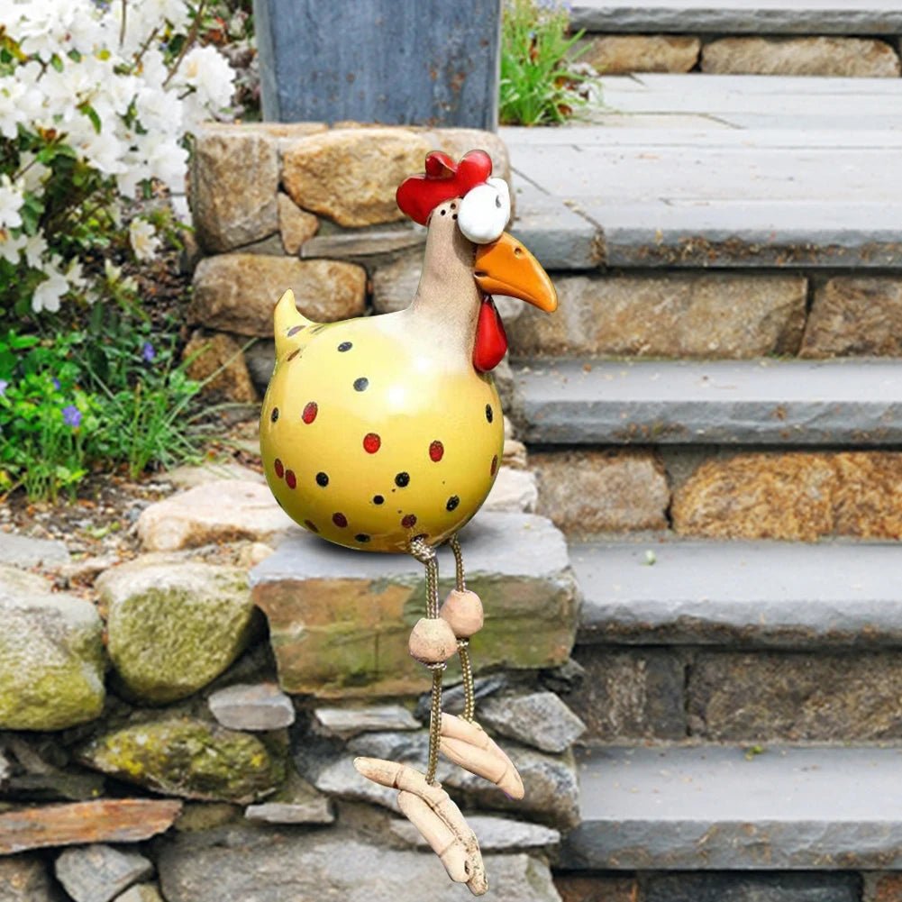 GARDENBLINK Resin Crafted Chicken Statue With Expressive Big Eyes For Garden Decor