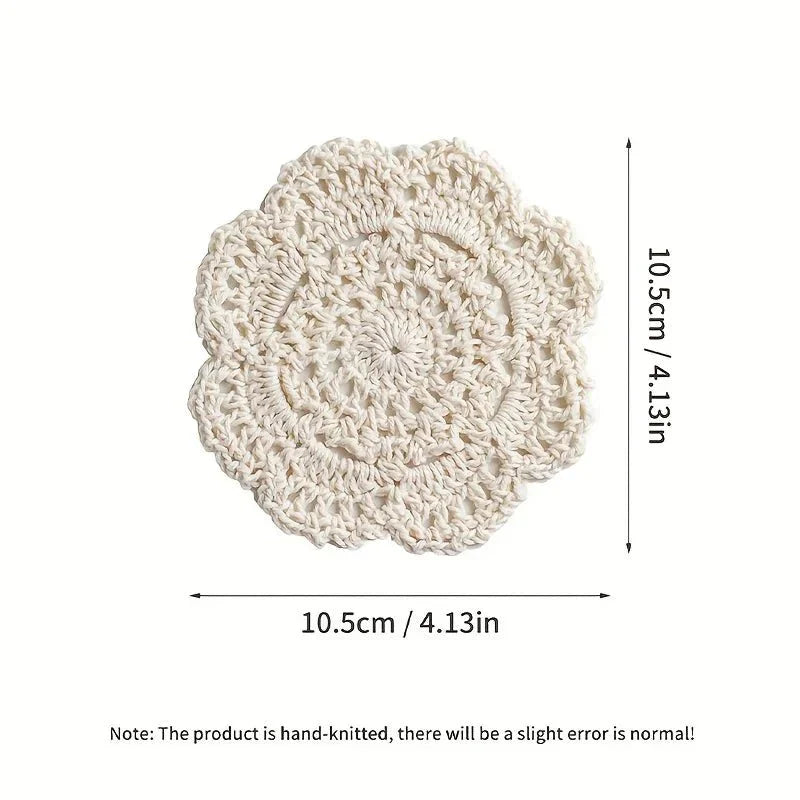 GIFTORA BLOOM Boho Floral Crochet Coasters For Vintage Decor | compagnien