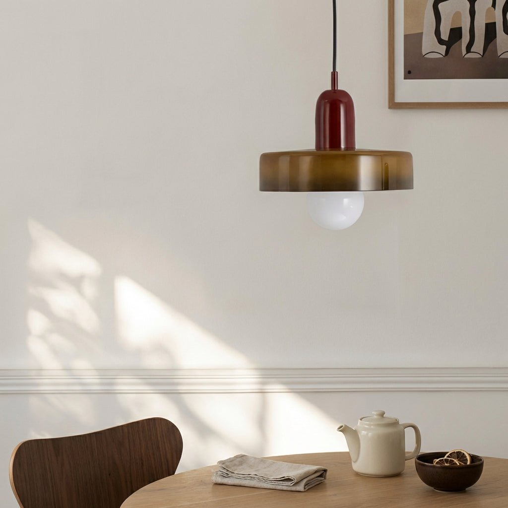 Glass Pendellampe Med Børstet Metallfinish Og Justerbar Kjøkken Hengelampe