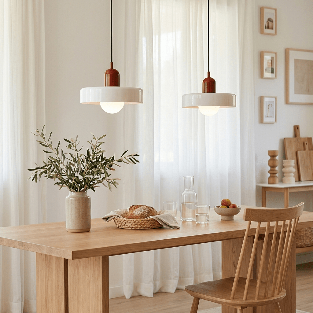 Glass Pendellampe Med Børstet Metallfinish Og Justerbar Kjøkken Hengelampe