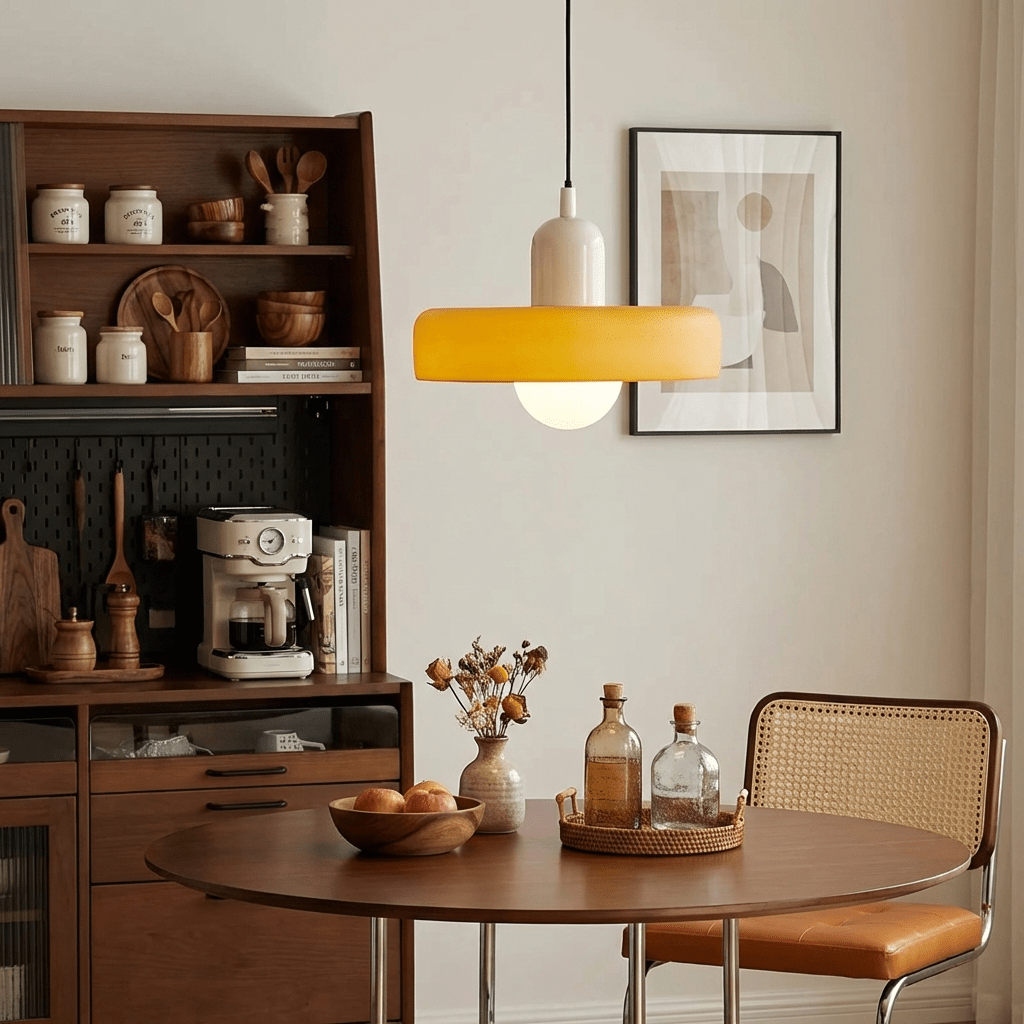 Glass Pendellampe Med Børstet Metallfinish Og Justerbar Kjøkken Hengelampe