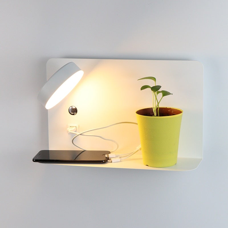 GLOWNEST LED Lamp Mounted On Wall With USB Charging And Three Custom Light Colors