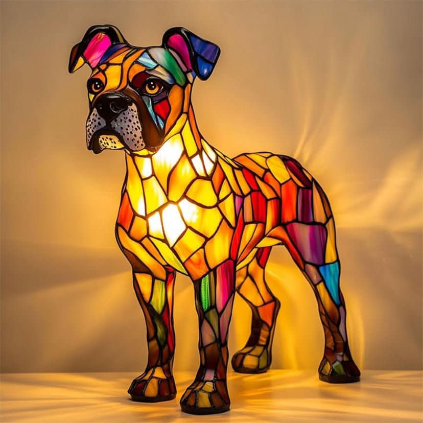 GLOWPAWS Elegant LED Natlampe med Hundeportræt til Hjemmedekoration