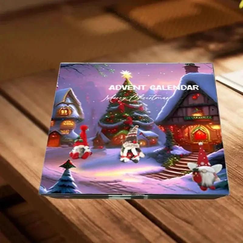 GNOMELYN 2025 Julekalender med nissefigurer og 24 håndlavede figurer