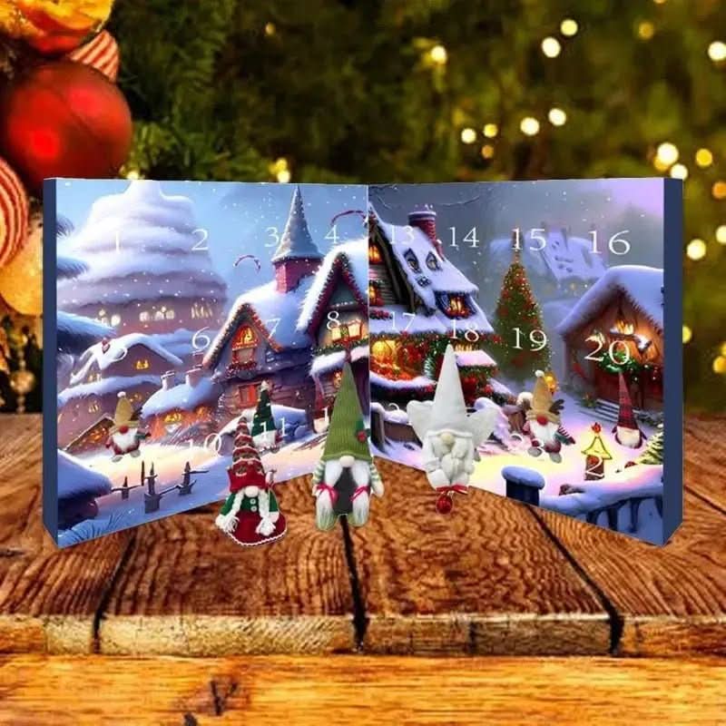 GNOMELYN 2025 Julekalender med nissefigurer og 24 håndlavede figurer