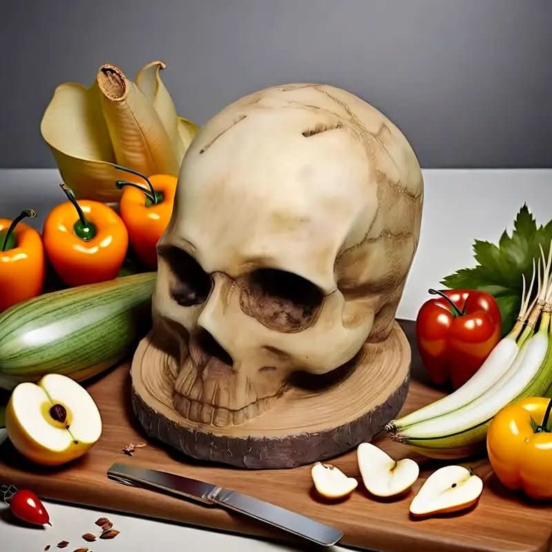 Gothic Skull Knife Holder For Dark Kitchen Decor Handmade Craft