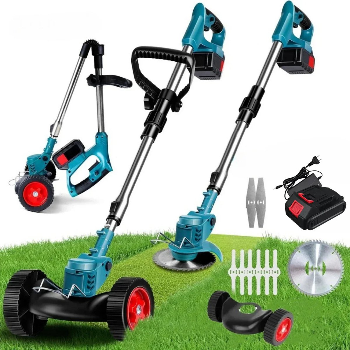 Grassroll 36V ledningsfri trimmer med foldbart design til nem havearbejde