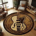 Tapis rond en flanelle confortable GUITARWAVE pour chambres d'enfants, antidérapant et lavable en machine