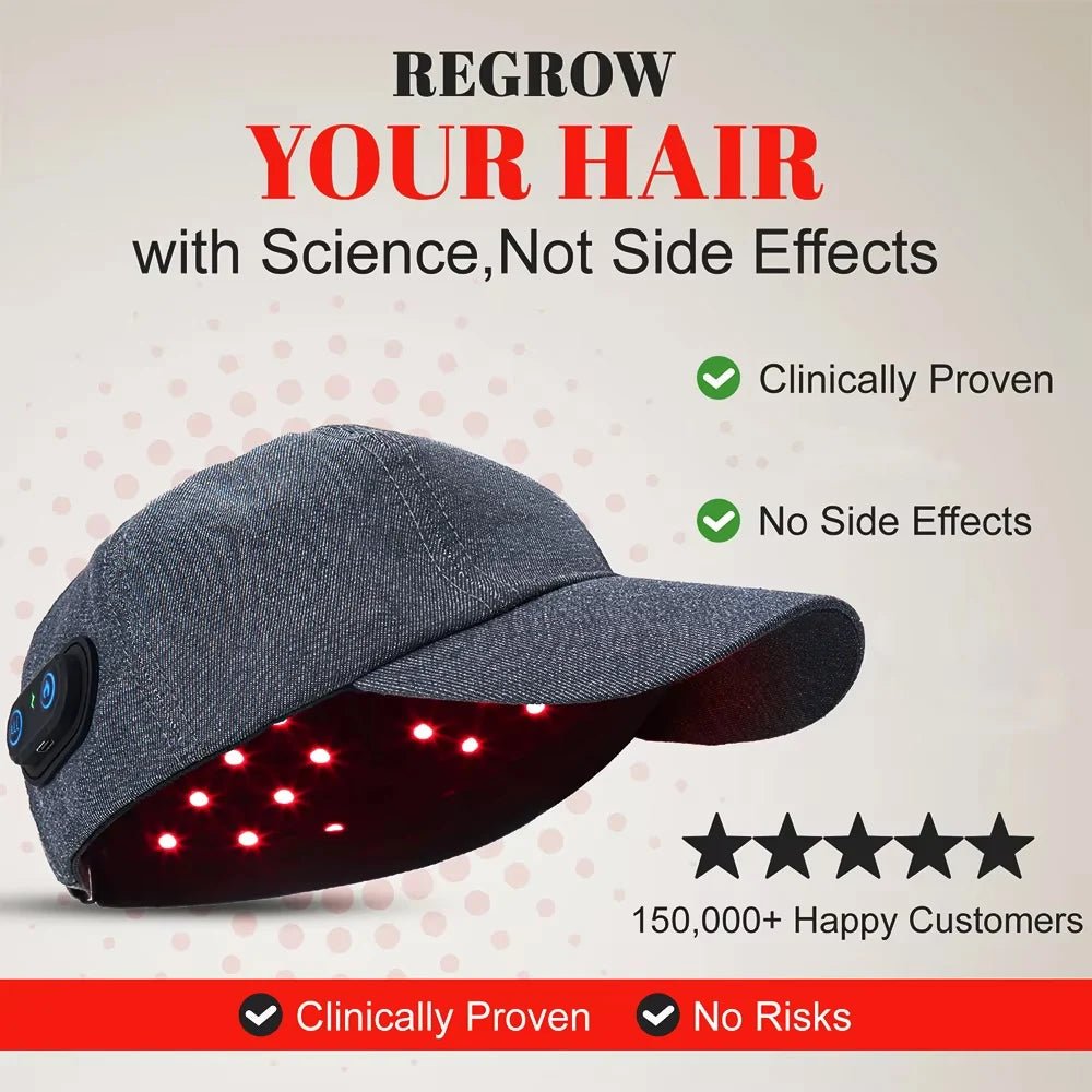 قبعة HairNova ScalpCalm مزودة بإضاءة LED تحت الحمراء لنمو الشعر وعلاج الضوء الأحمر
