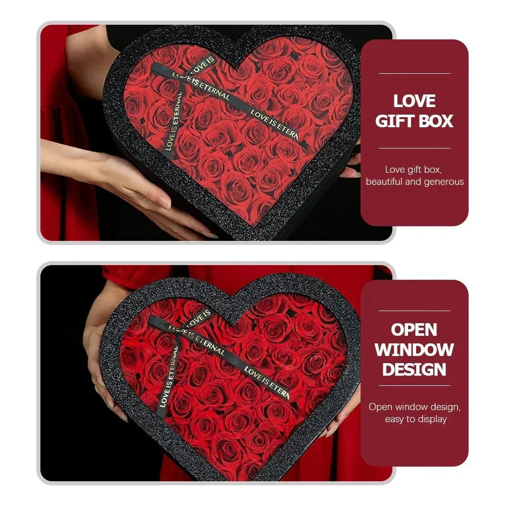 FLORIVA romantikus szív alakú doboz papírvirágokkal Valentin-napi ajándékhoz