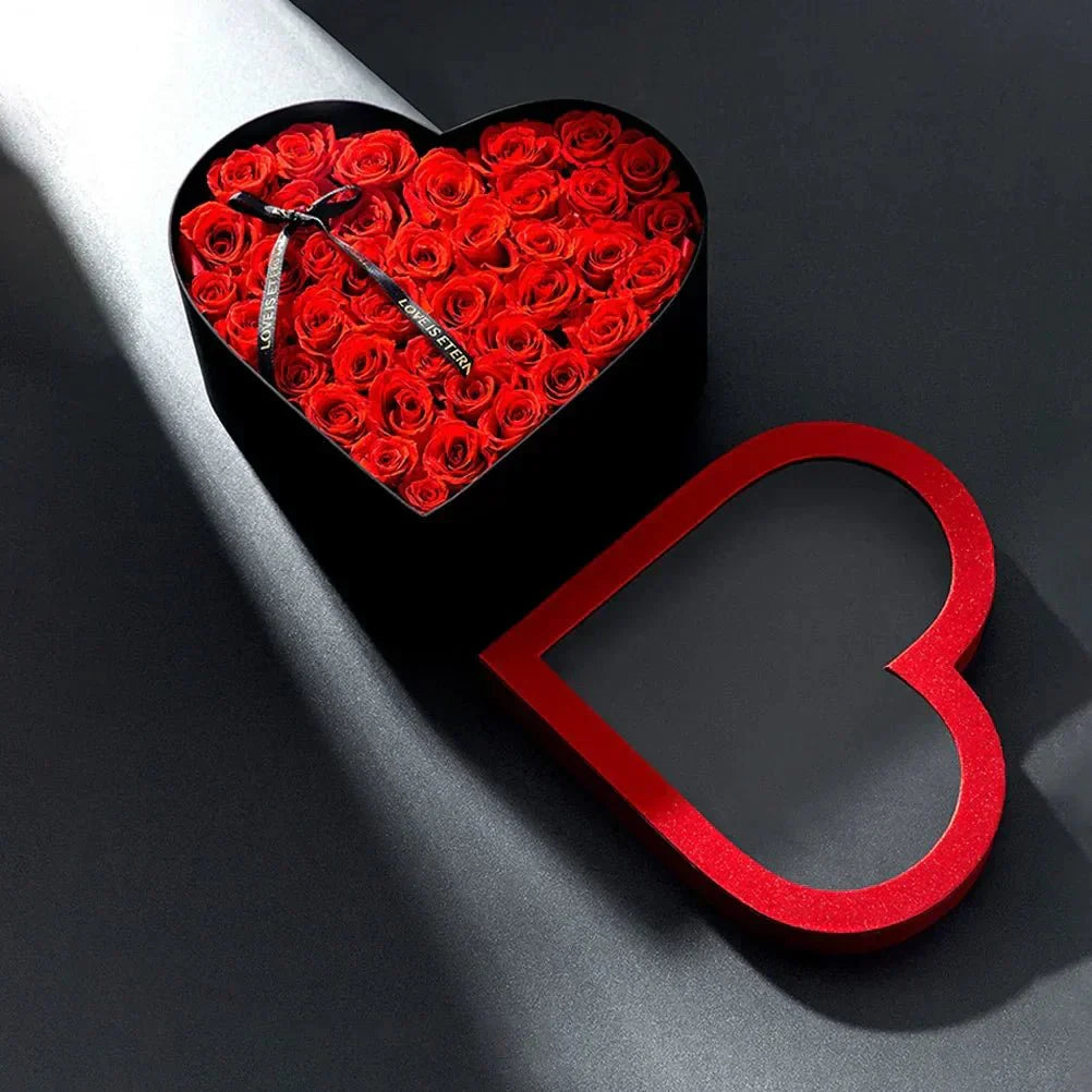 FLORIVA romantikus szív alakú doboz papírvirágokkal Valentin-napi ajándékhoz