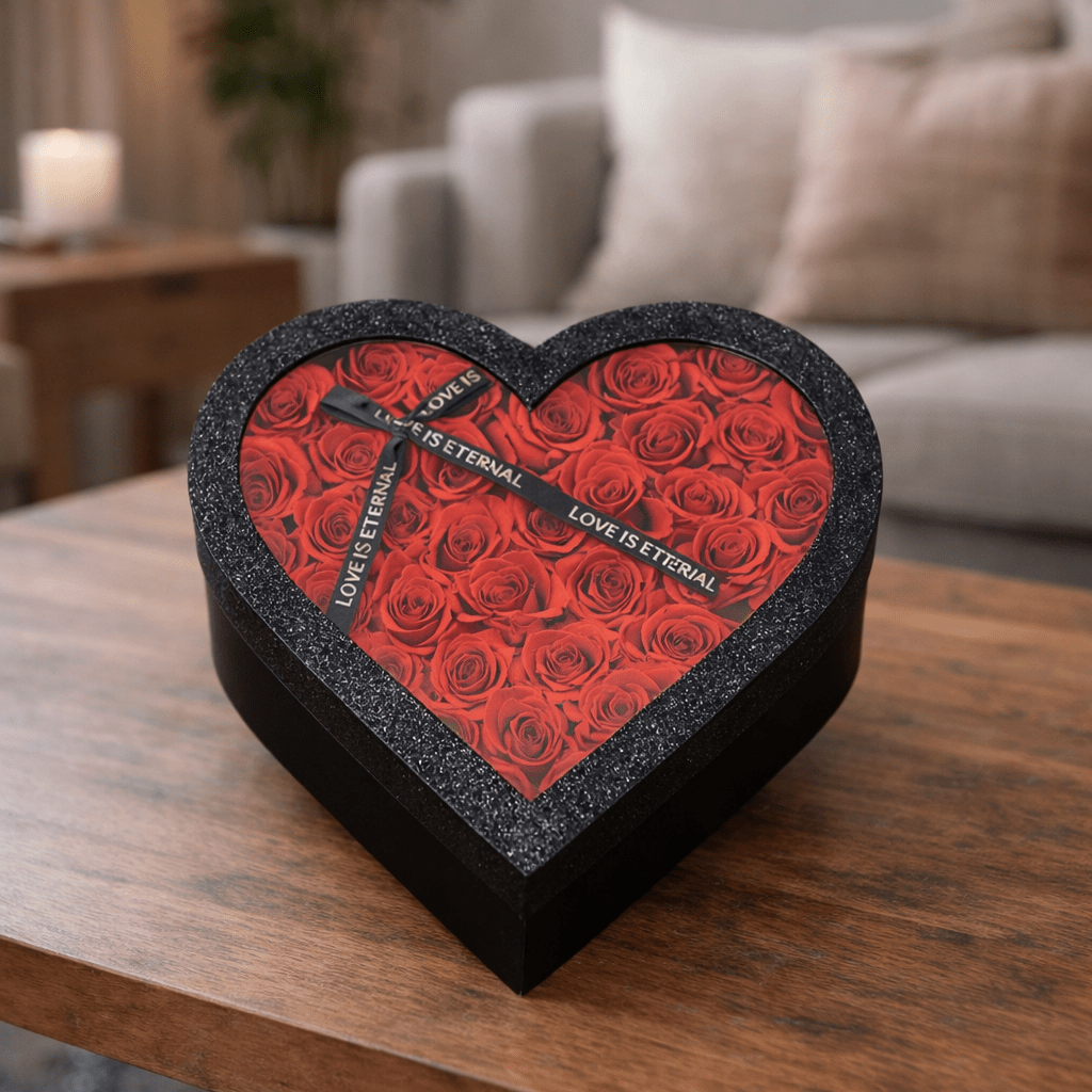 FLORIVA romantikus szív alakú doboz papírvirágokkal Valentin-napi ajándékhoz