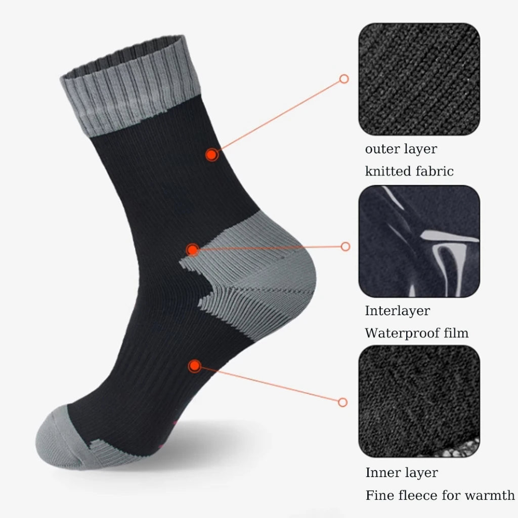 Chaussettes étanches avec membrane respirante à trois couches et doublure en polaire