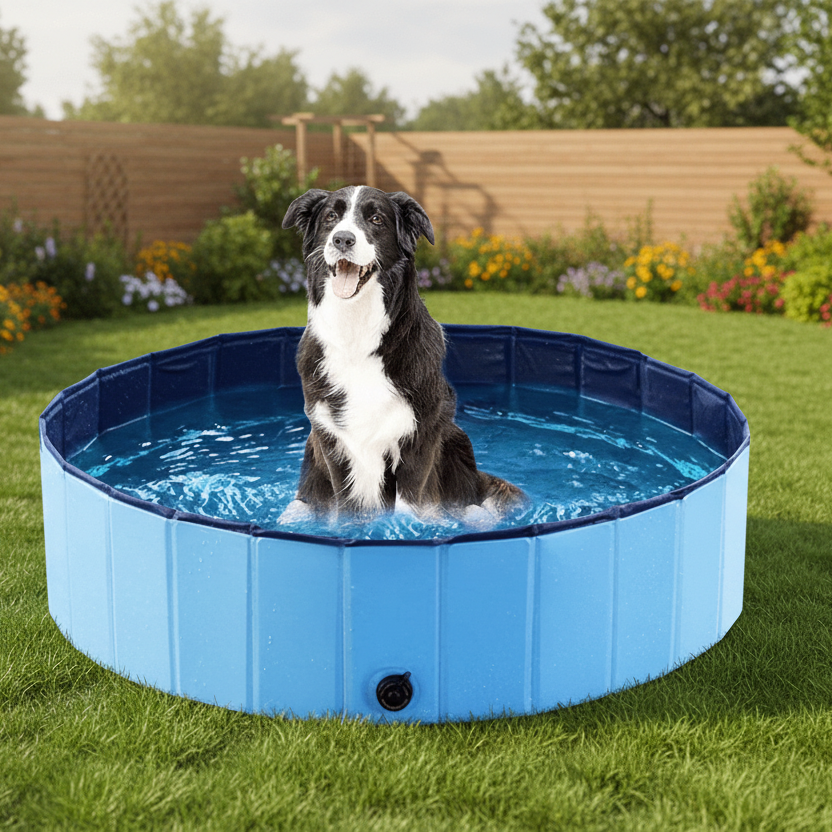 ChillPaw Foldable PVC Dog Pool For Hot Summer Days Quick Setup Cooling
