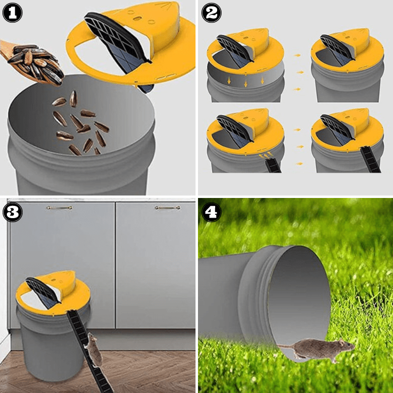 Trappola a Secchio ECOCATCH con Coperchio per Rilascio Sicuro di Più Topi
