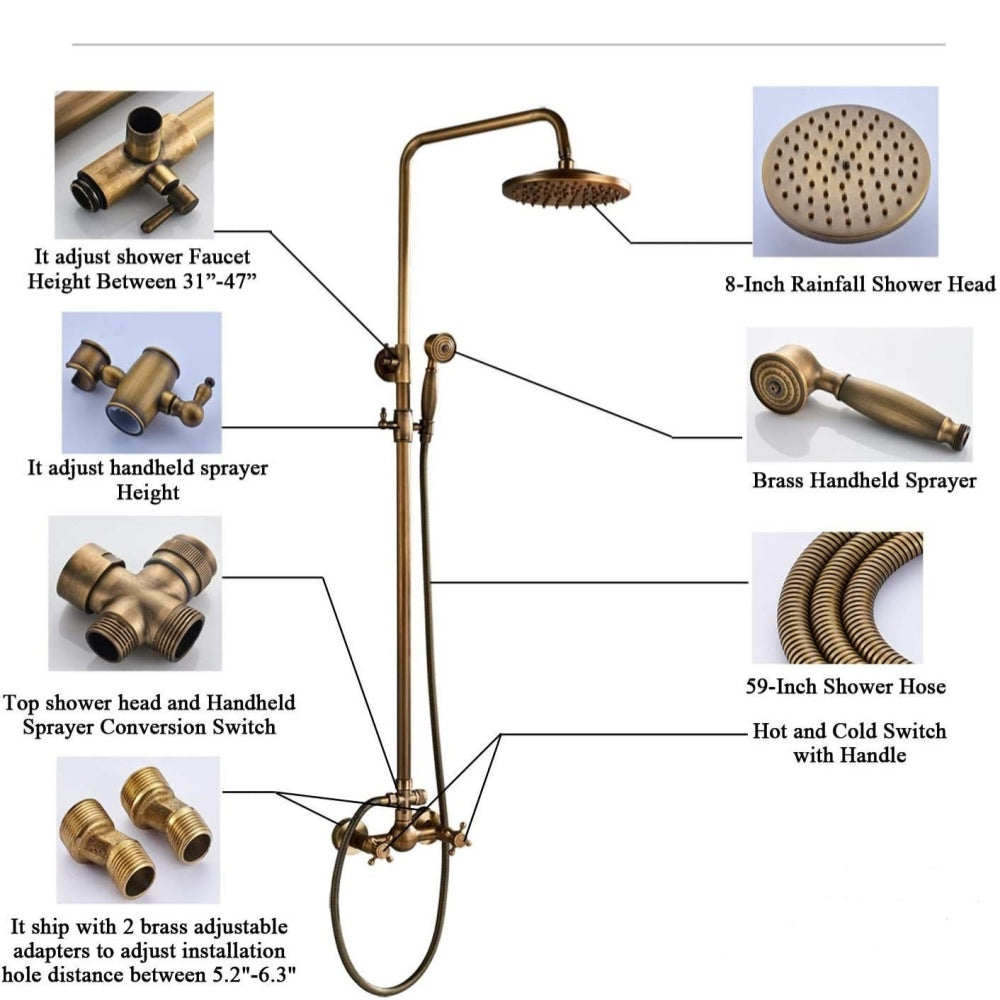 Luxury Antique Brass Shower Faucet