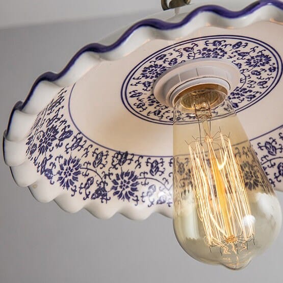 Azulejo Stil Tallerken Pendellampe med LED-pære inkludert