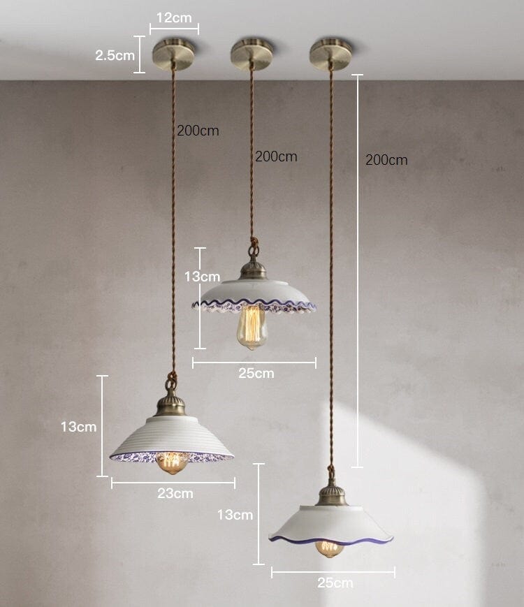 Azulejo Stil Tallerken Pendellampe med LED-pære inkludert