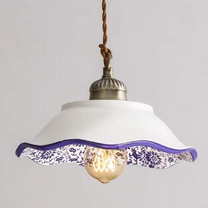 Azulejo Stil Tallerken Pendellampe med LED-pære inkludert