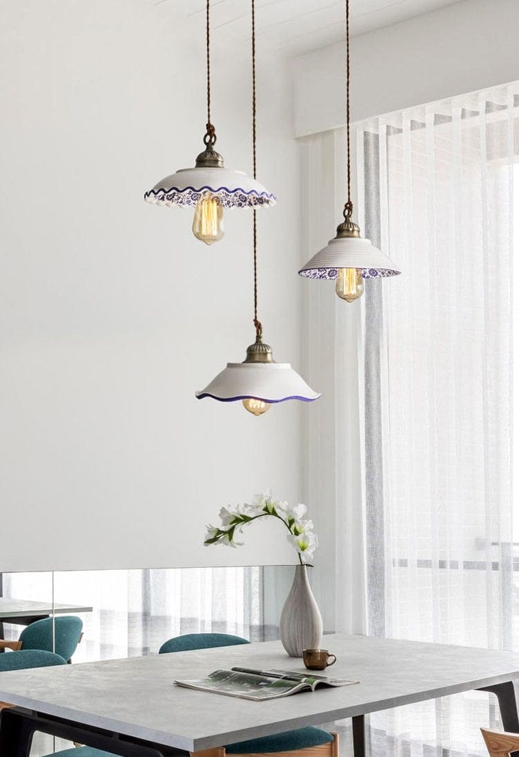 Azulejo Stil Tallerken Pendellampe med LED-pære inkludert