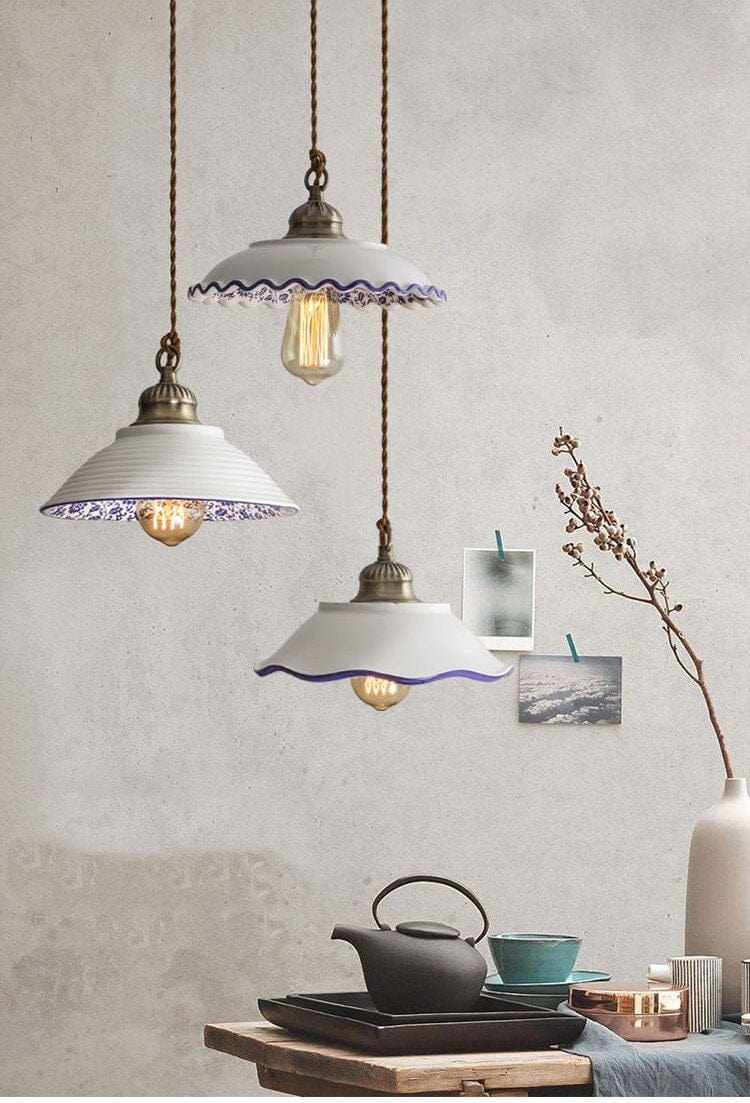 Azulejo Stil Tallerken Pendellampe med LED-pære inkludert