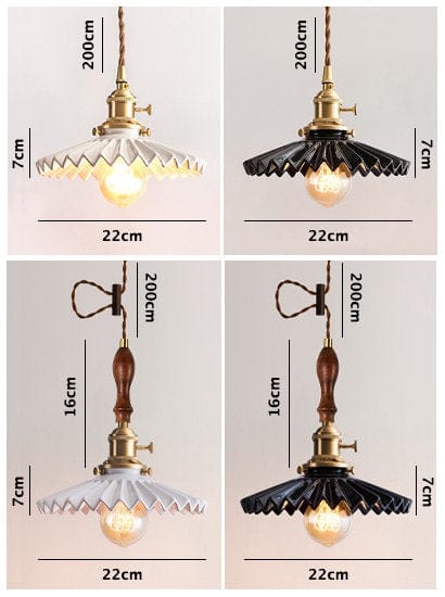 Aurela Glasert Keramisk Tutu Pendellampe i Art Deco-stil med LED-pære inkludert