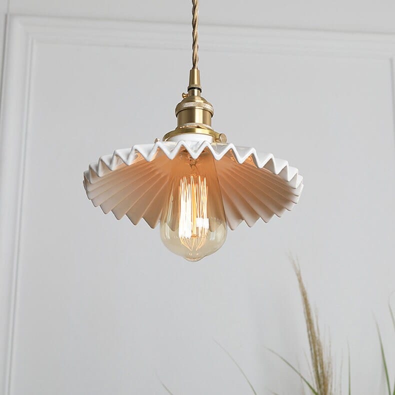 Aurela Glasert Keramisk Tutu Pendellampe i Art Deco-stil med LED-pære inkludert