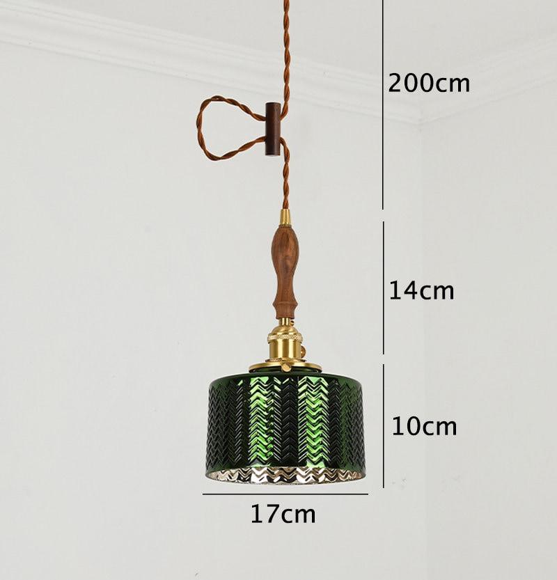Lámpara Colgante Cilíndrica de Vidrio Verde Lumora con Bombilla LED Incluida
