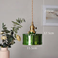Lámpara Colgante Cilíndrica de Vidrio Verde Lumora con Bombilla LED Incluida