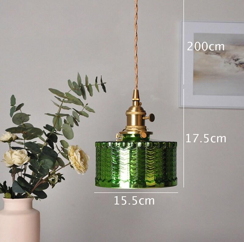 Lámpara Colgante Cilíndrica de Vidrio Verde Lumora con Bombilla LED Incluida