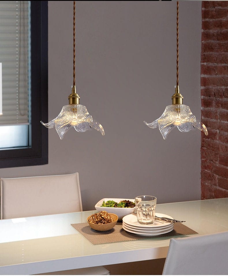 Suspension Vesper en Verre Lily | Lumière Vintage Art Nouveau Avec Ampoule Incluse