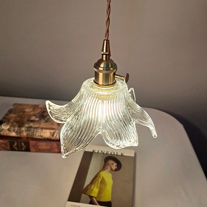 Suspension Vesper en Verre Lily | Lumière Vintage Art Nouveau Avec Ampoule Incluse