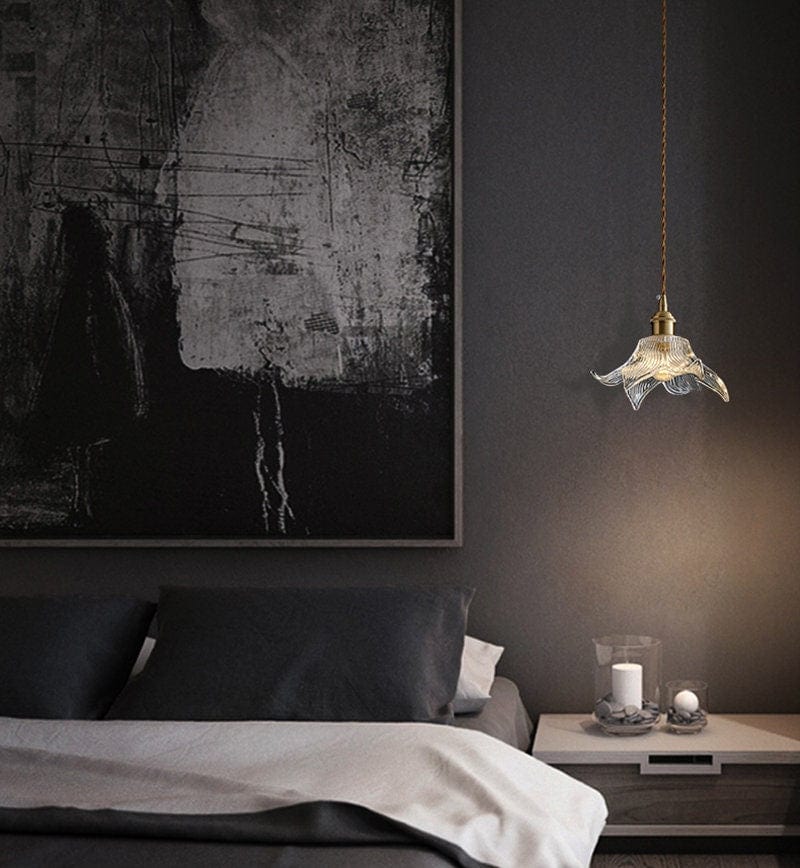 Suspension Vesper en Verre Lily | Lumière Vintage Art Nouveau Avec Ampoule Incluse