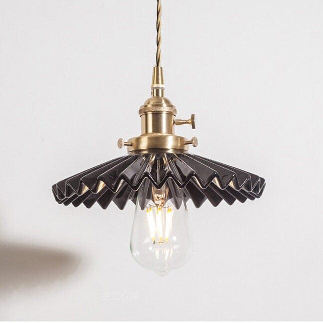 Aurela Glasert Keramisk Tutu Pendellampe i Art Deco-stil med LED-pære inkludert