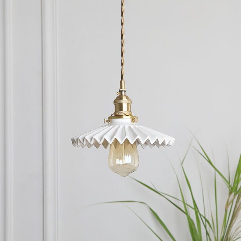 Aurela Glasert Keramisk Tutu Pendellampe i Art Deco-stil med LED-pære inkludert