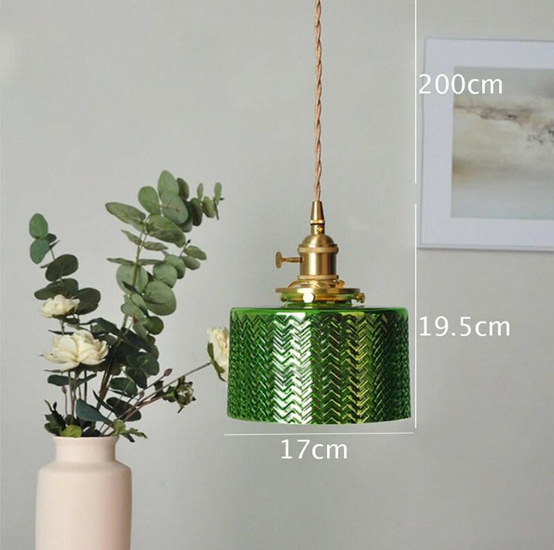 Lámpara Colgante Cilíndrica de Vidrio Verde Lumora con Bombilla LED Incluida