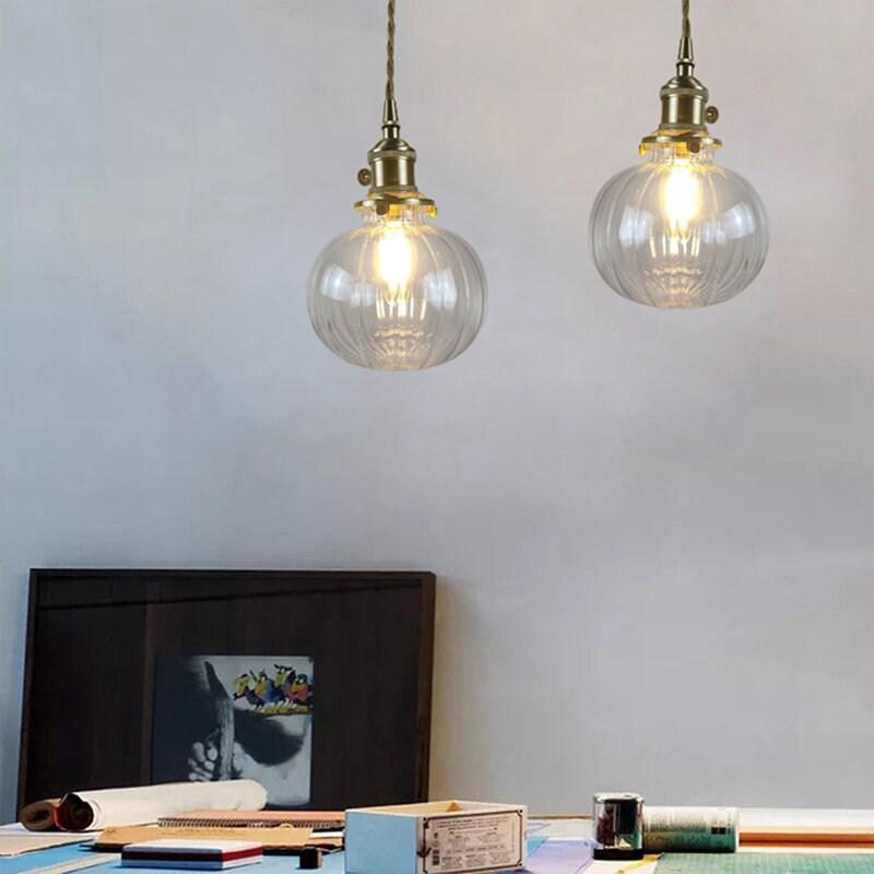 Aurora Glass Vintage Kulependellampe med LED-pære