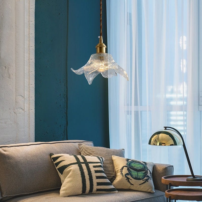 Suspension Vesper en Verre Lily | Lumière Vintage Art Nouveau Avec Ampoule Incluse