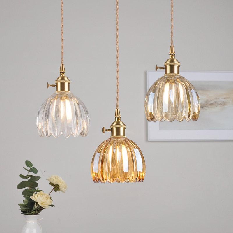 LumiPetal Vintage Üveg Virág Függeszték LED Világítással Izzóval