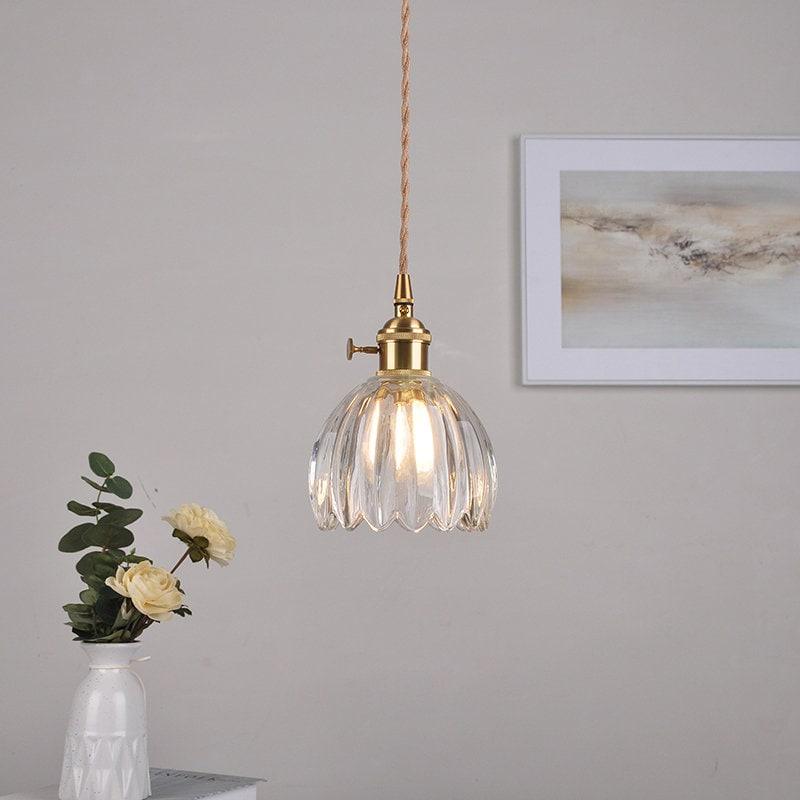 LumiPetal Vintage Üveg Virág Függeszték LED Világítással Izzóval